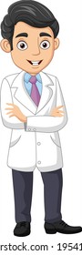 Cartoon young male doctor standing