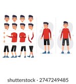 Cartoon Young Man Builder Set with Editable Body Parts