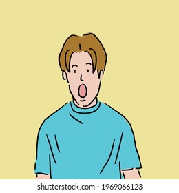 Cartoon young man with excited face -vector