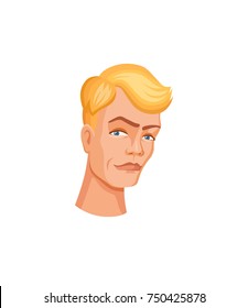 Cartoon young man face expresses emotions. Offended state and confusion. Facial expressions with offense. The guys brow furrows