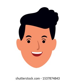 cartoon young man face icon over white background, vector illustration