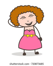 Cartoon Young Modern Lady Laughing Face Vector