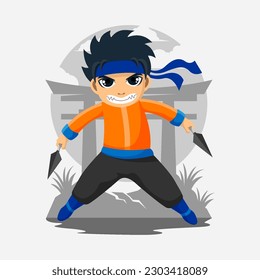 Cartoon Young Ninja Character Concept