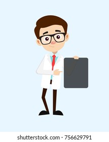 Cartoon Young Oncologist with Blank Message Placard Vector