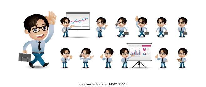 cartoon young people. Business person Set