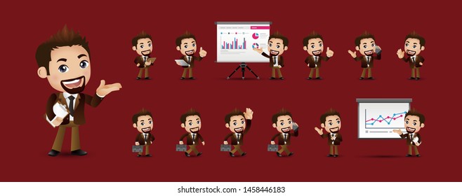 cartoon young people. Business person Set