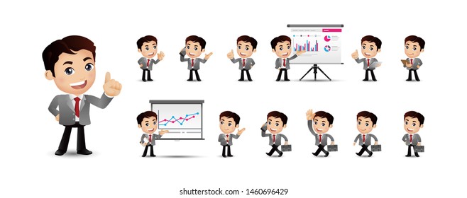 cartoon young people. Business person Set