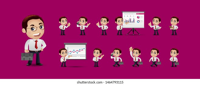 cartoon young people. Business person Set