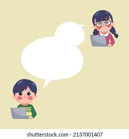 Cartoon young people character communication social media concept.