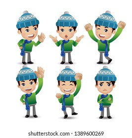 cartoon young people. Men with different poses