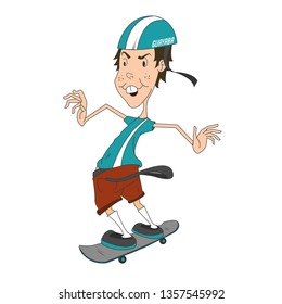 Cartoon Young Skateboarder Stock Vector (Royalty Free) 1357545992