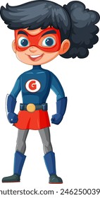 Cartoon of a young superhero in a colorful outfit