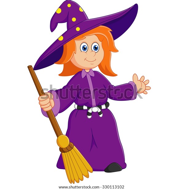 Cartoon Young Witch Stock Vector (Royalty Free) 330113102