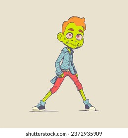 Cartoon young zombie monster. Funny and scary character