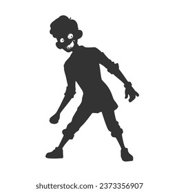 Cartoon young zombie monster silhouette. Funny and scary character