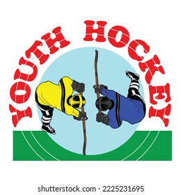 cartoon youth hockey banner template vector