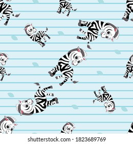 Cartoon Zebra. Animal Seamless Vector Pattern Design Background