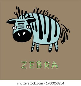 Cartoon zebra, animal vector