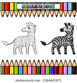 Cartoon zebra for coloring book