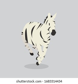 Cartoon zebra. Cute Cartoon zebra, Vector illustration on a grey background. Drawing for children.