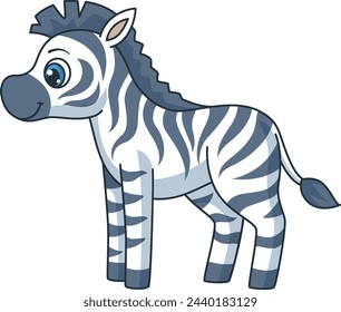 Cartoon zebra. Funny african animal. Wild character
