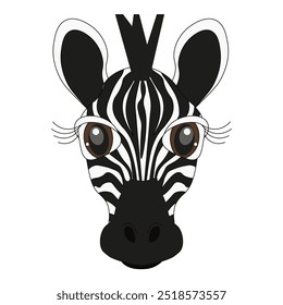 Cartoon zebra head isolated white background. African animal vector illustration can used t-shirt print zoo poster flyer  template print. EPS 10