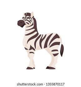 Cartoon Zebra isolated on white background. Vector illustration