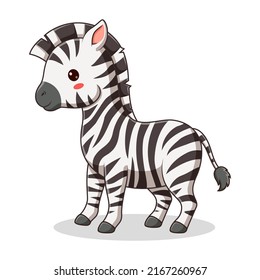 Cartoon Zebra isolated on White Background, Zebra Mascot Cartoon Character. Animal Icon Concept White Isolated. Flat Cartoon Style Suitable for Web Landing Page, Banner, Flyer, Sticker, Card