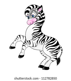 cartoon zebra, with isolation on a white background