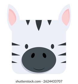 Cartoon zebra looking forward with a smile on its face