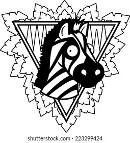 A cartoon zebra on a safari background.