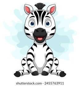 Cartoon zebra on white background