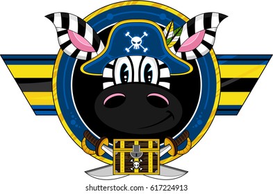 Cartoon Zebra Pirate Captain
