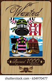 Cartoon Zebra Pirate Wanted Poster