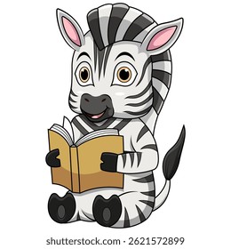 Cebra de dibujos animados leyendo un libro