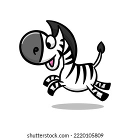 cartoon zebra running with smile face vector illustration