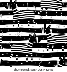 Cartoon zebra Seamless pattern