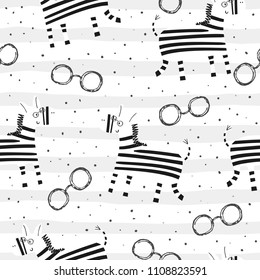 Cartoon zebra Seamless pattern