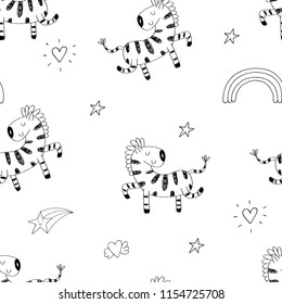 Cartoon zebra Seamless pattern