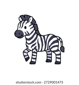 Cartoon Zebra Vector Illustration on White Background