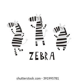 Cartoon zebra vector print