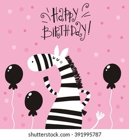 Cartoon zebra vector print