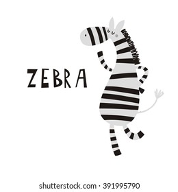 Cartoon zebra vector print