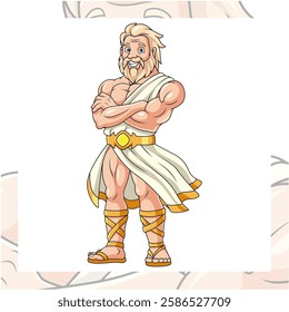 Cartoon zeus character design on white background