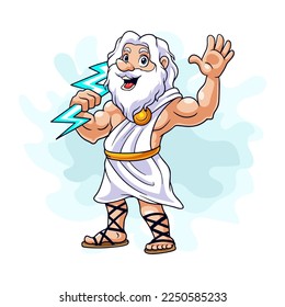 Cartoon zeus on white background