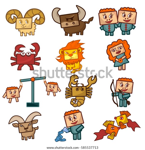 Cartoon Zodiac Signs Set Vector Illustrations Stock Vector Royalty Cartoon Zodiac Signs Set Vector Illustrations Stock Vector Royalty