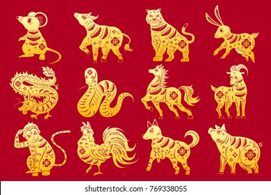 cartoon zodiac silhouette on the red background