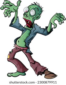 Cartoon zombie with big eyes and open mouth