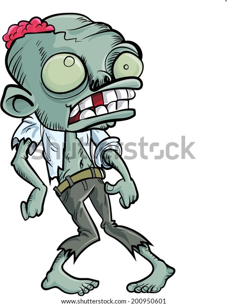 Cartoon Zombie Big Head Isolated On Stock Vector (Royalty Free) 200950601