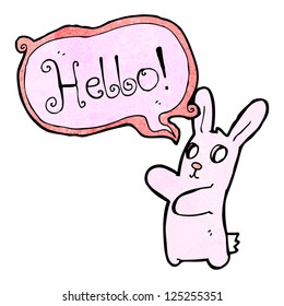 cartoon zombie bunny saying hello